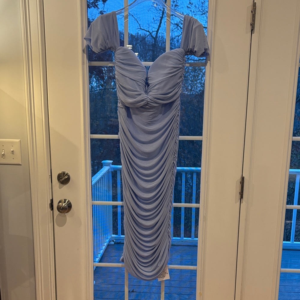 Elegant Blue Off-Shoulder Dress
